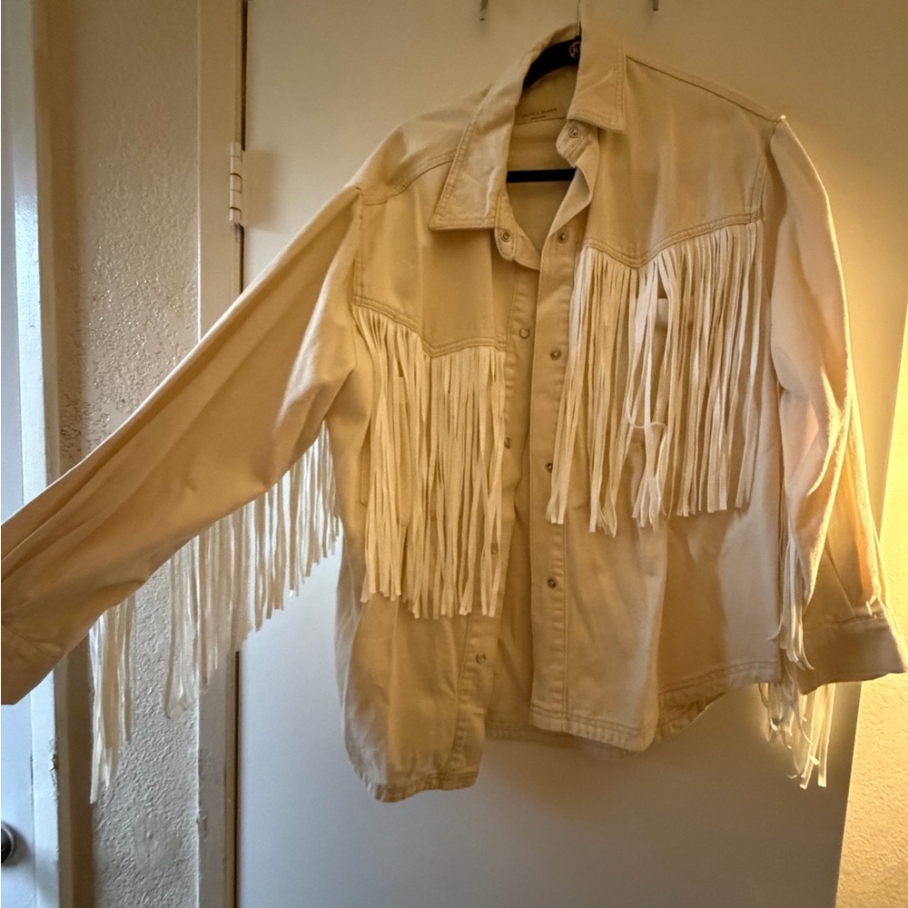 Fringed Cream Women's Jacket - Western Style - Picture 2 of 4